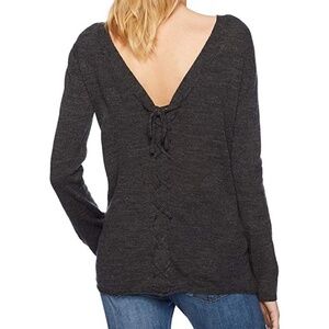 BB Dakota Granada Lace up Sweater in charcoal